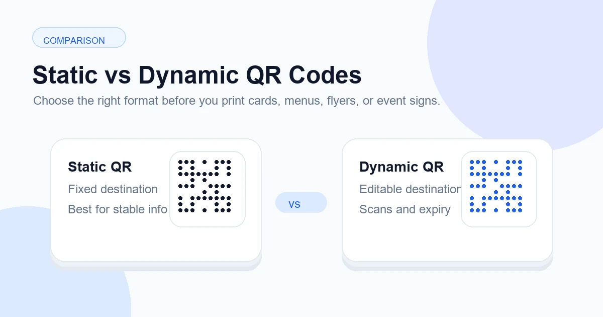 Static vs dynamic QR codes comparison illustration